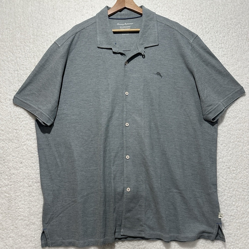 Tommy Bahama Island Zone Pima Cotton Blend Polo Shirt Gray Short Sleeve 3XL/3TG